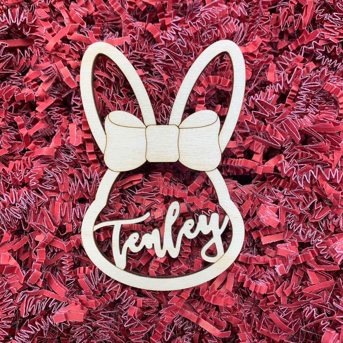 Personalized easter bunny tags hair bow